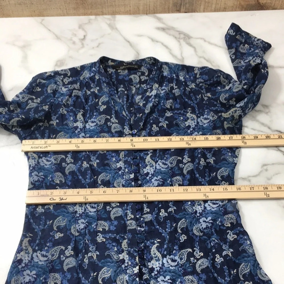 3/$20 Zara Woman Blue Floral Paisley Button Front Shirt Womens Small‎ 3/4 Sleeve - Picture 7 of 10